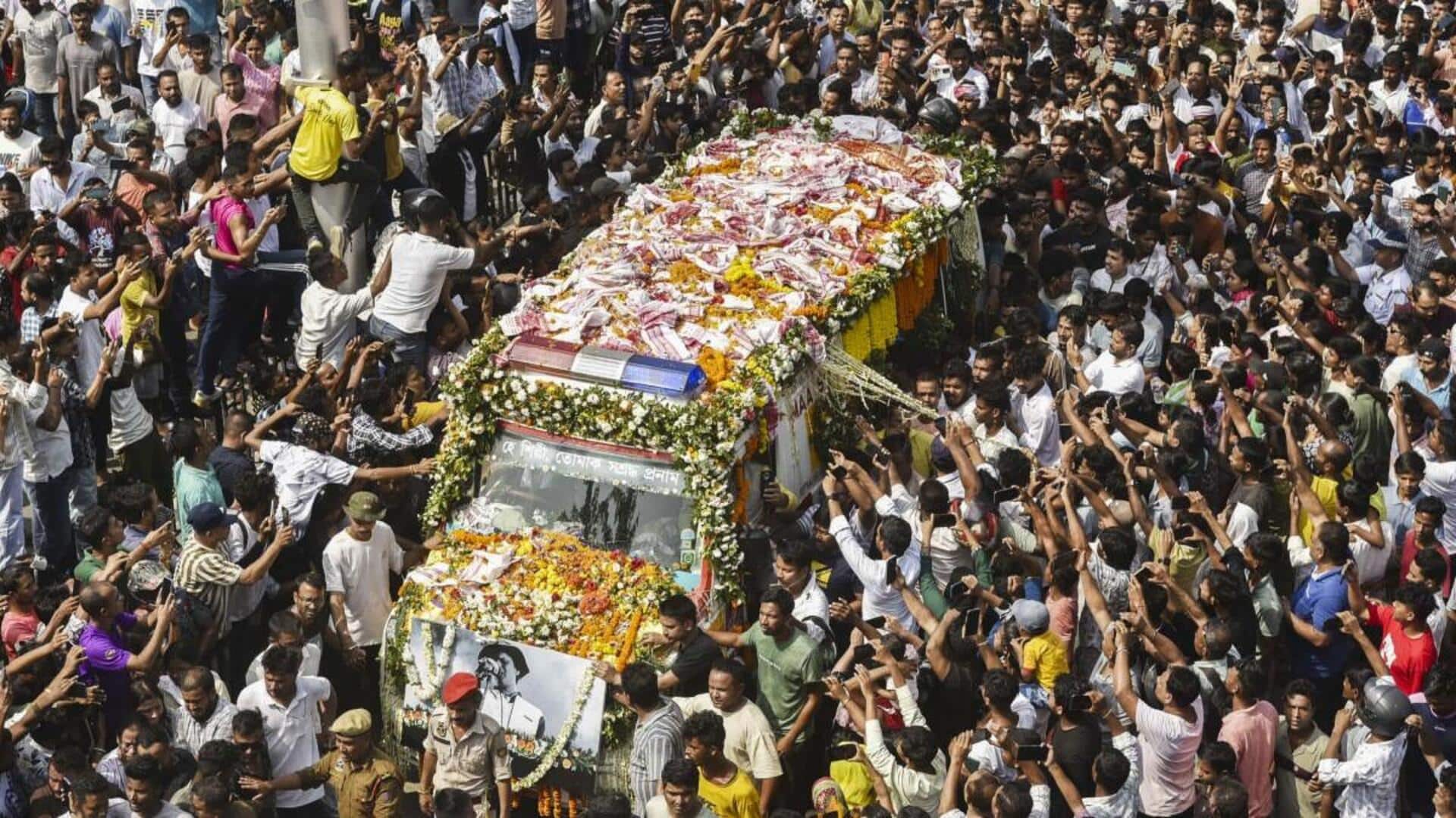 Zubeen Garg’s final journey begins; fans crowd streets, shower flowers