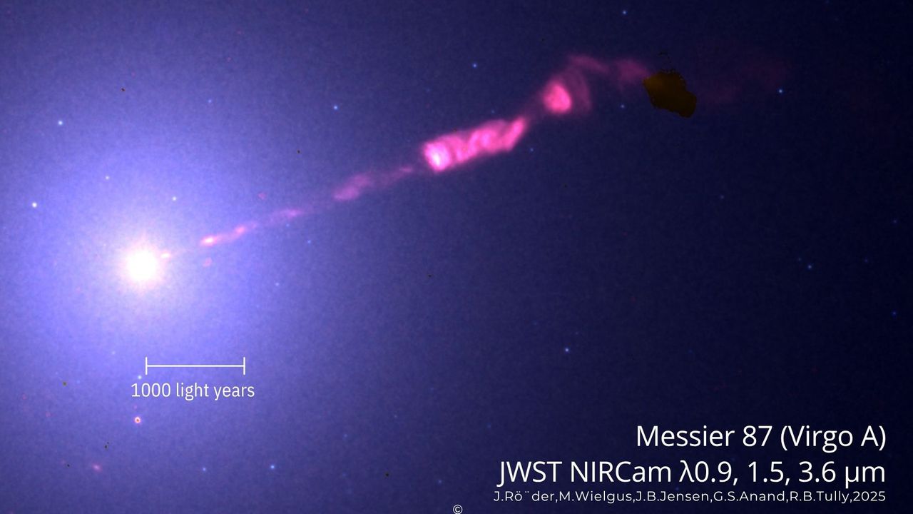 JWST captures clearest-ever image of M87 galaxy’s supermassive black hole jet