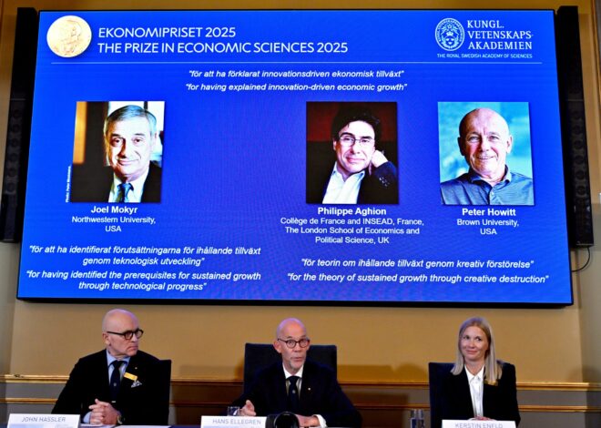 Nobel economics prize goes to 3 researchers for explaining innovation-driven economic growth
