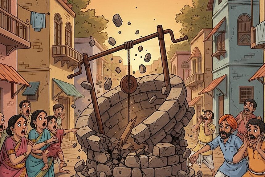 Indore News: Mishap Averted As Old Well Collapses Near Temple