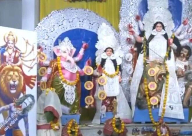 Goddess Durga slays ‘demon’ American tariffs at pandal in Lucknow