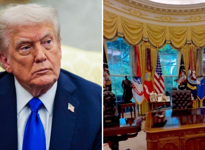 Trump’s ‘Tacky’ Oval Office Redesign Slammed for ‘Overload of Gold’ as Critics Rage ‘Waste of Money’ Following Prez’s Latest White House Update